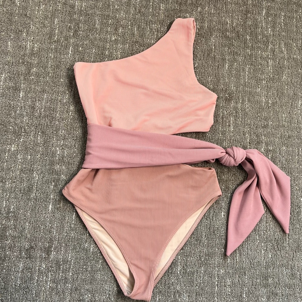 Beach Riot Pink & Mauve One-Shoulder One-Piece Swimsuit